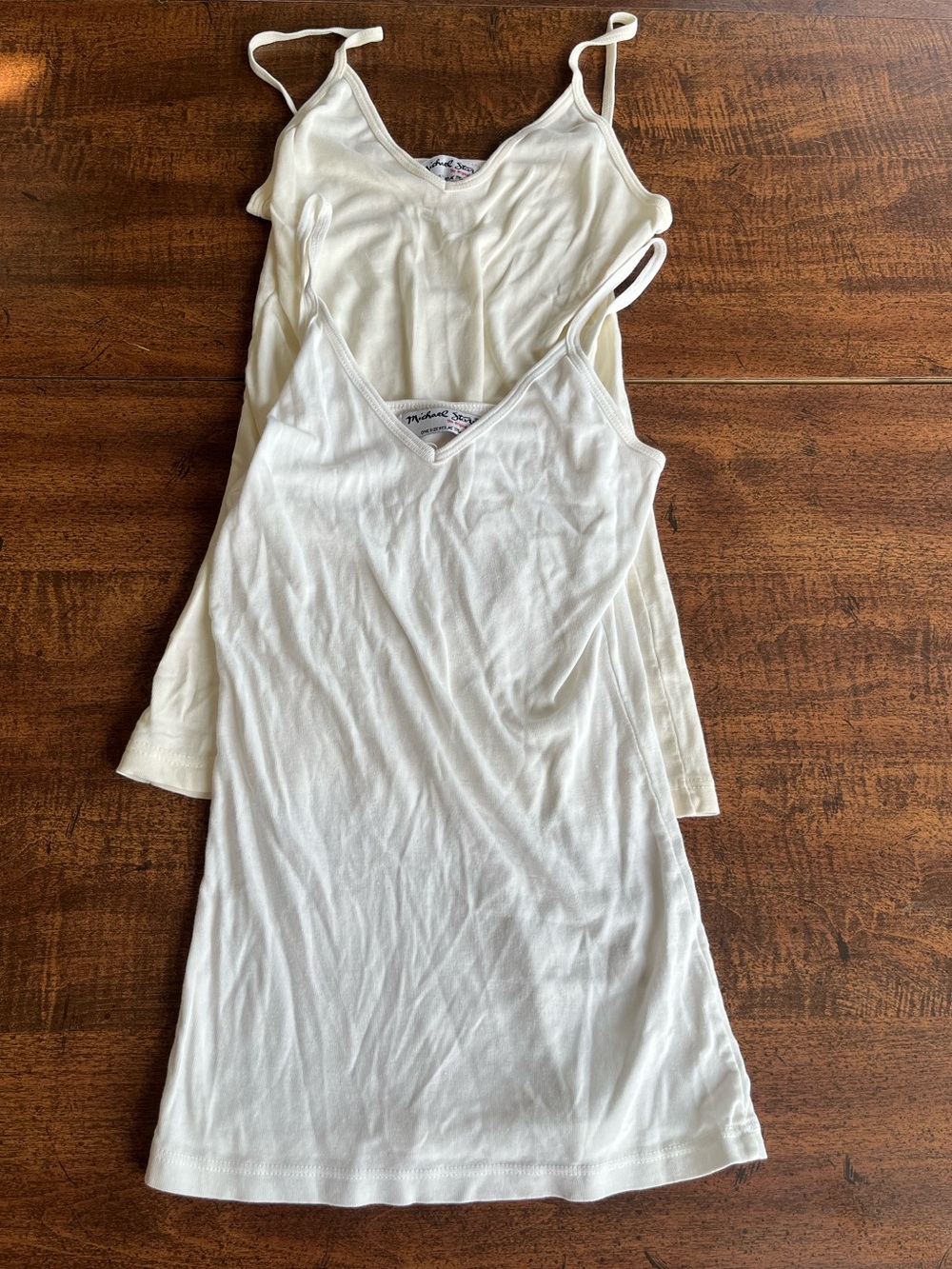 Michael Stars Retired Original Tee OS 2 Tank Tops White Cream Supima Cotton USA